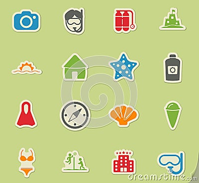 Beach simply icons Stock Photo