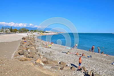 Beach in Sochi. Russia Editorial Stock Photo