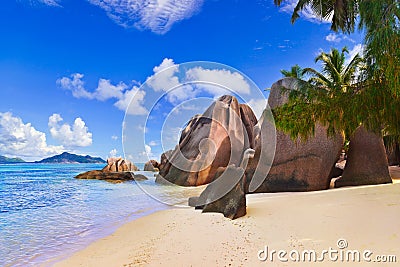 Beach Source d'Argent at Seychelles Stock Photo