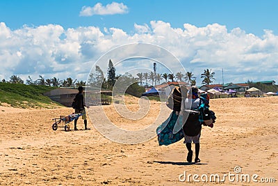 Beach souvenir seller in Mozambique Editorial Stock Photo