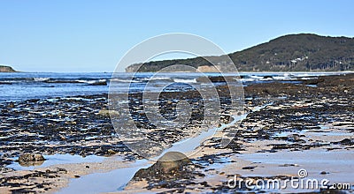 Beach Split Rocks Stock Photo