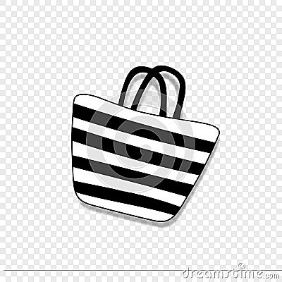 Beach striped womens bag icon isolated on transparent background. Vector Illustration