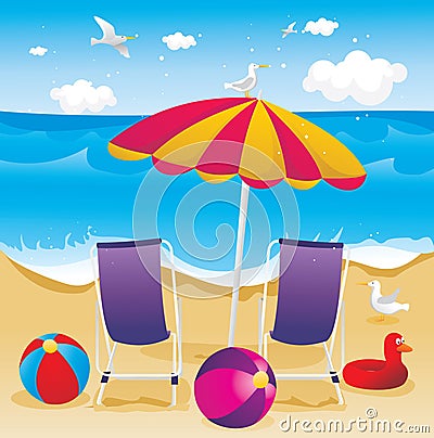 Beach summer holidays Vector Illustration