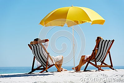 Beach summer umbrella Stock Photo