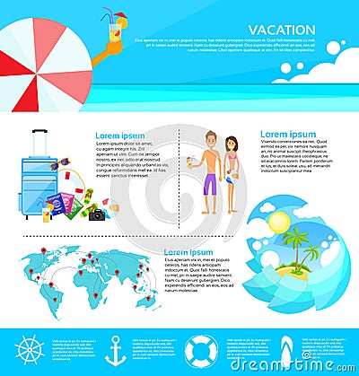 Beach Summer Vacation Tourism Web Infographic Vector Illustration