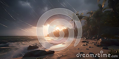 beach sun relaxation ocean paradise Hyper-realistic textu generative AI Stock Photo