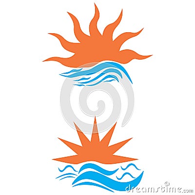 Beach Sun Sunset Sunrise Logo for Branding Stock Photo