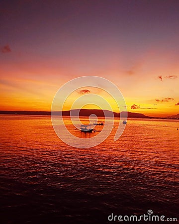 beach sunrise island background view Stock Photo