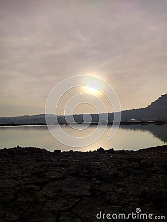 Beach sunrise ocean siluet beautifull Stock Photo