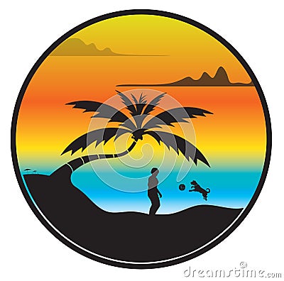 Beach sunset Vector Illustration