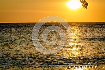 Beach sunset in Curacao a Caribbean Island Stock Photo