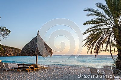 Beach sunset in Curacao a Caribbean Island Stock Photo