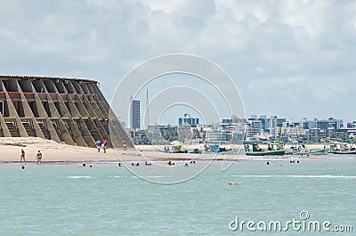 Beach and Tambau Hotel, Joao Pessoa Brazil Editorial Stock Photo