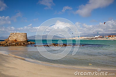 On the beach on Tarifa Island, Andalucia, Spain Stock Photo