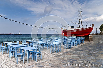 Beach taverna Stock Photo