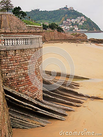 beach terrace of San Sebastian in Spain Stock Photo