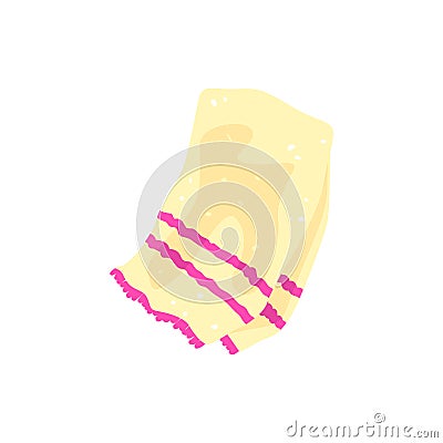 Beach terry towel with pink stripes Vector Illustration