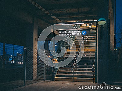 Beach 36th Street subway station, Rockaways, Queens, New York Stock Photo