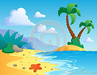 Beach theme scenery 1 Vector Illustration