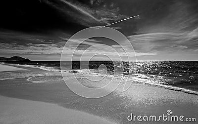 Beach at Todos Santos central Baja California Mexico BCS - black and white Stock Photo