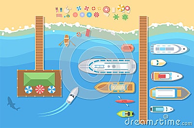 Beach top view - modern vector colorful illustration Vector Illustration