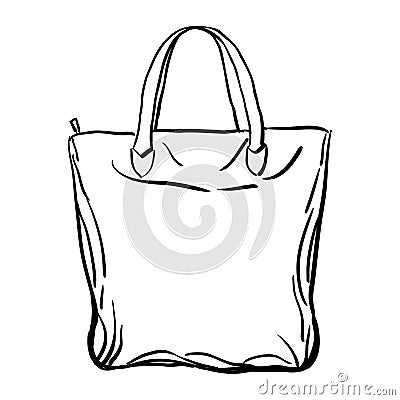 Beach tote bag sketch. Vector illustration. Vector Illustration