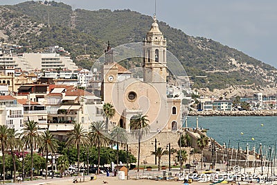 Beach town of Sitges in Catalunya, Spain Editorial Stock Photo