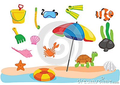 Beach toys cartoon Stock Photo