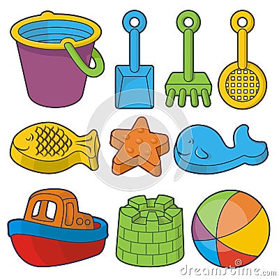 Beach Toys Icons Vector Illustration