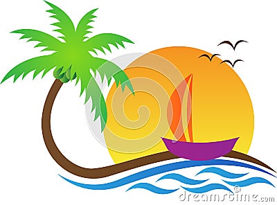 Beach with tree Vector Illustration