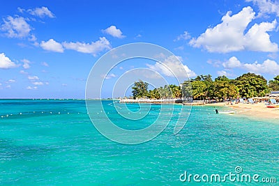 Beach at Doctor`s cave in Montego Bay Jamaica Stock Photo