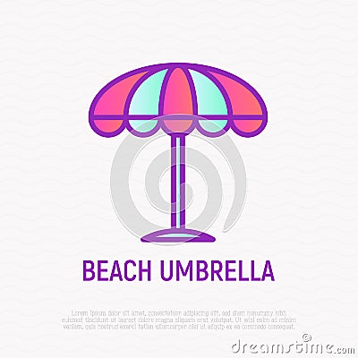 Beach umbrella thin line icon. Modern vector illustration Vector Illustration