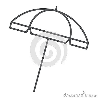 Beach umbrella thin line icon, travel and parasol Vector Illustration