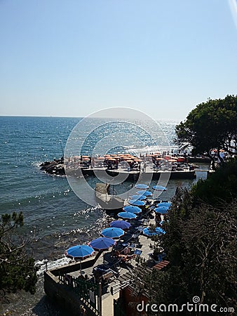 Beach umbrellas in Castiglioncello Editorial Stock Photo