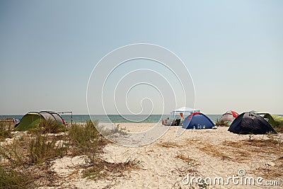 Wild beach in Vadu with some tents Editorial Stock Photo