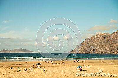 Beach view at Caleta de Famara Editorial Stock Photo