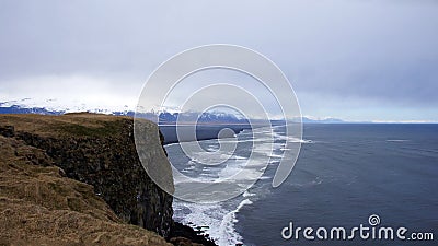 Beach with volcanic sand at Ingolfshofdi on Iceland Stock Photo