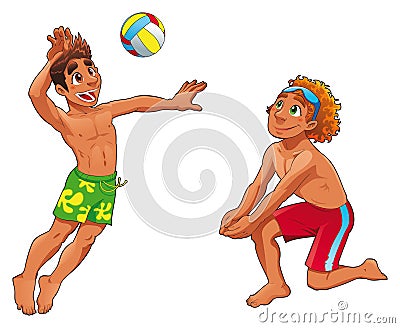 Beach Volley guys Vector Illustration