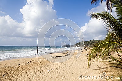 Beach volleyball court corn island nicaragua Stock Photo