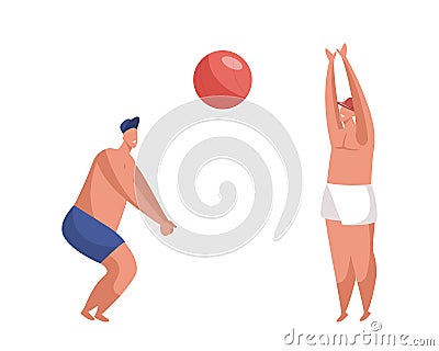 Beach volleyball game vector image. People playing Vector Illustration
