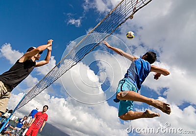 Beach Volleyball spike Editorial Stock Photo