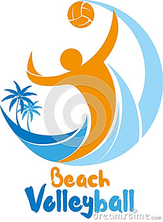 Beach Volleyball tournament logo event Vector Illustration