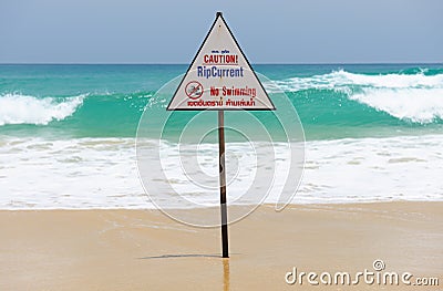 Beach warning sign Stock Photo