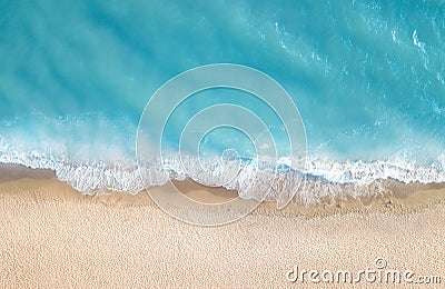 Beach and waves from top view. Summer seascape from air. Top view from drone. Stock Photo