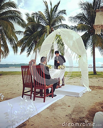Beach Wedding Editorial Stock Photo