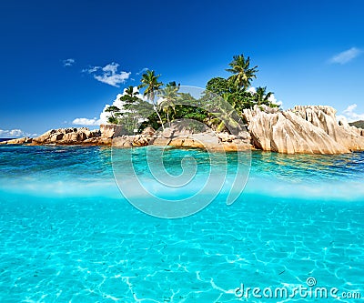 Beach with white sand bottom underwater view Stock Photo
