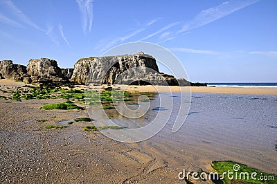 Beach on the wild coast at Quiberon Stock Photo