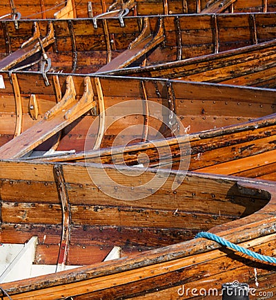 Beached Rowing Boats Stock Photo