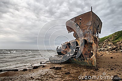 A beached shipwreck Stock Photo