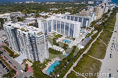 Beachfront condos in Miami Stock Photo